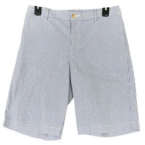 Polo Ralph Lauren Shorts Boys 18 Blue White Seersucker Striped Flat Front Preppy